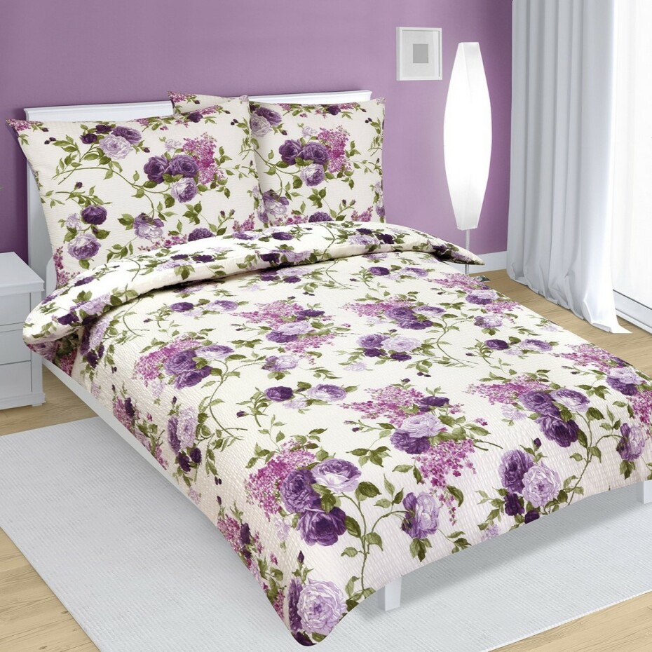 Bellatex Bavlněné povlečení Růže lila, 140 x 220 cm, 70 x 90 cm - main (1)