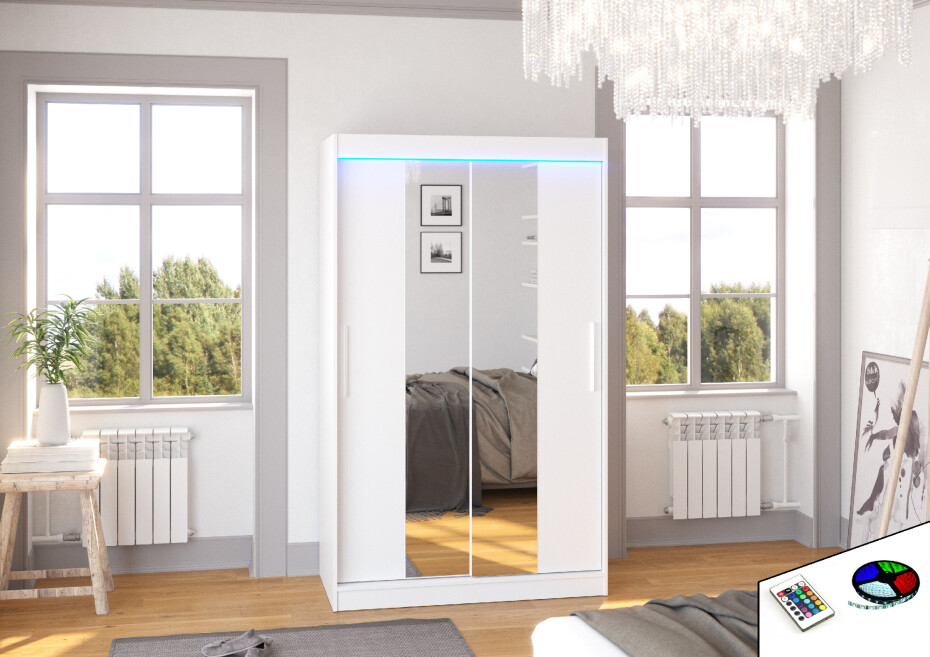 ArtAdrk Šatní skříň SANTOS | 120 cm Barva: Bílá - main (8)