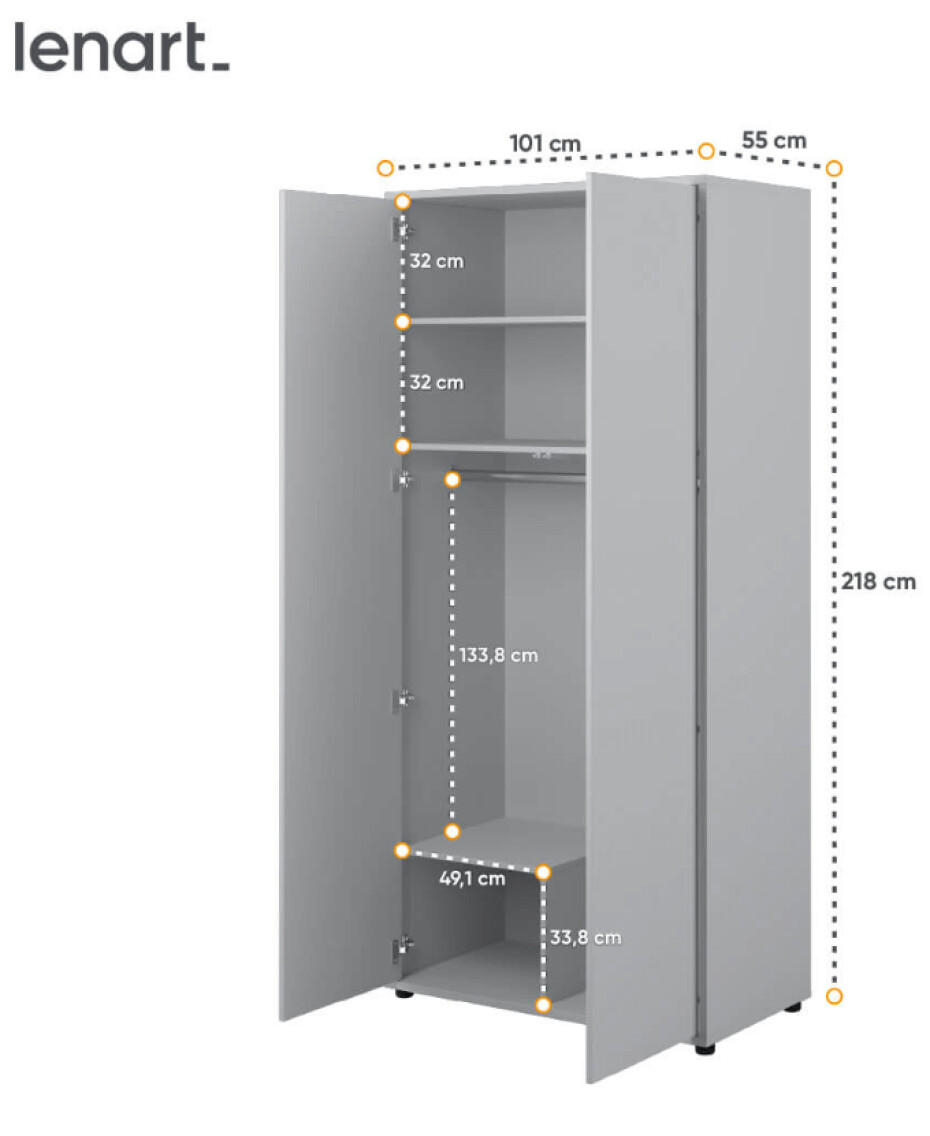 Dig-net nábytek Šatní skříň Lenart BED CONCEPT BC-20 | šedá - main (6)