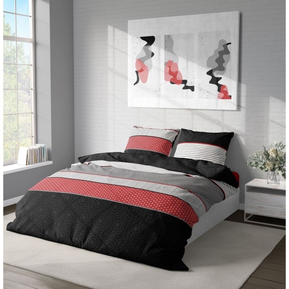Kvalitex Bavlněné povlečení Delux Kyoto černá, 140 x 200 cm, 70 x 90 cm - main (0)