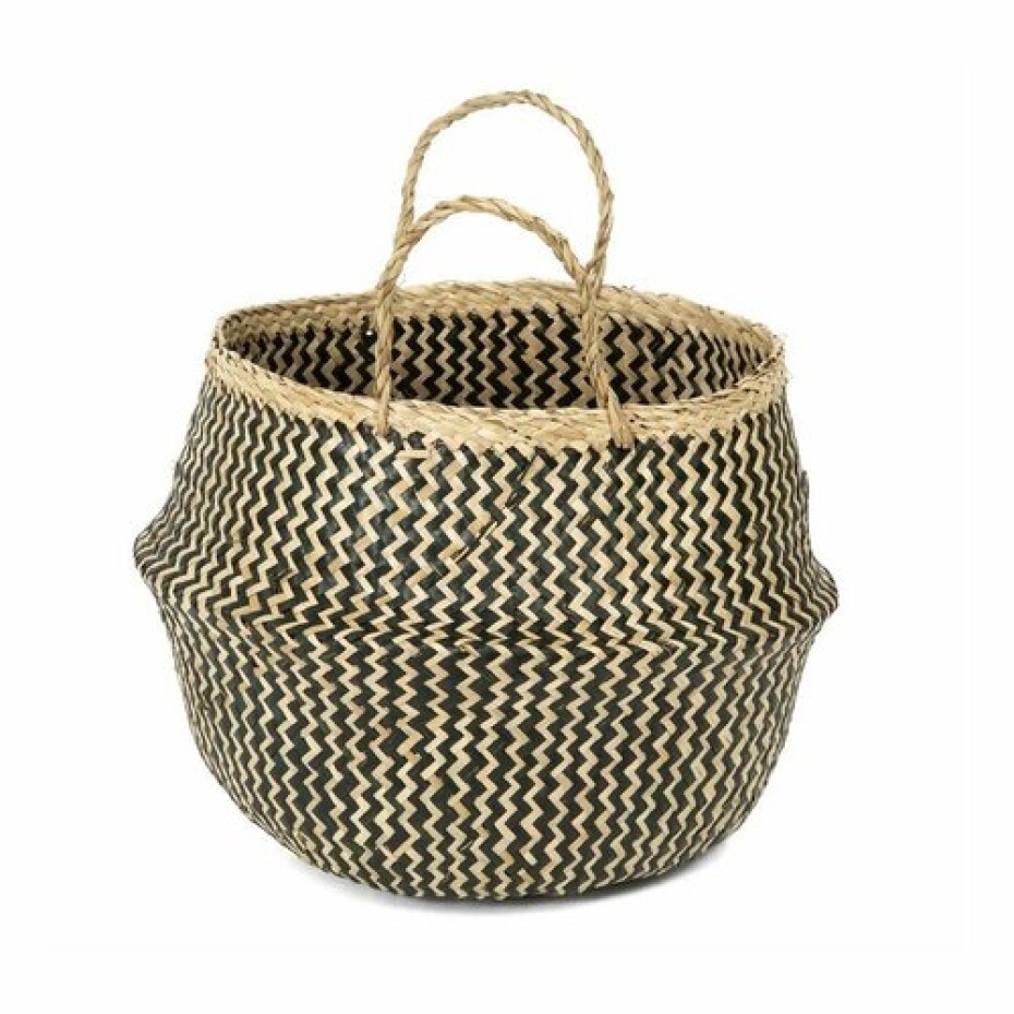 Compactor Pletený úložný košík z mořské trávy Belly, 35 x 32 cm, černá, M - main (3)