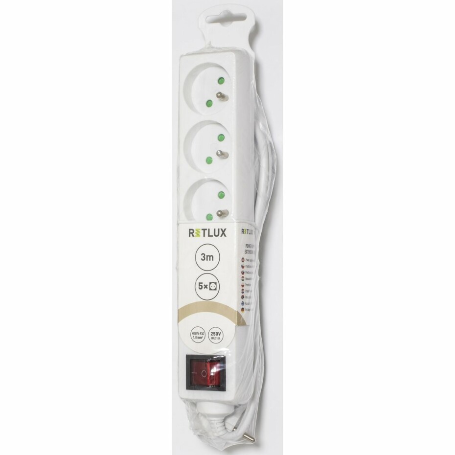 Retlux RPC 30 Prodlužovací kabel s vypínačem, 5 zásuvek, 3 m - main (1)
