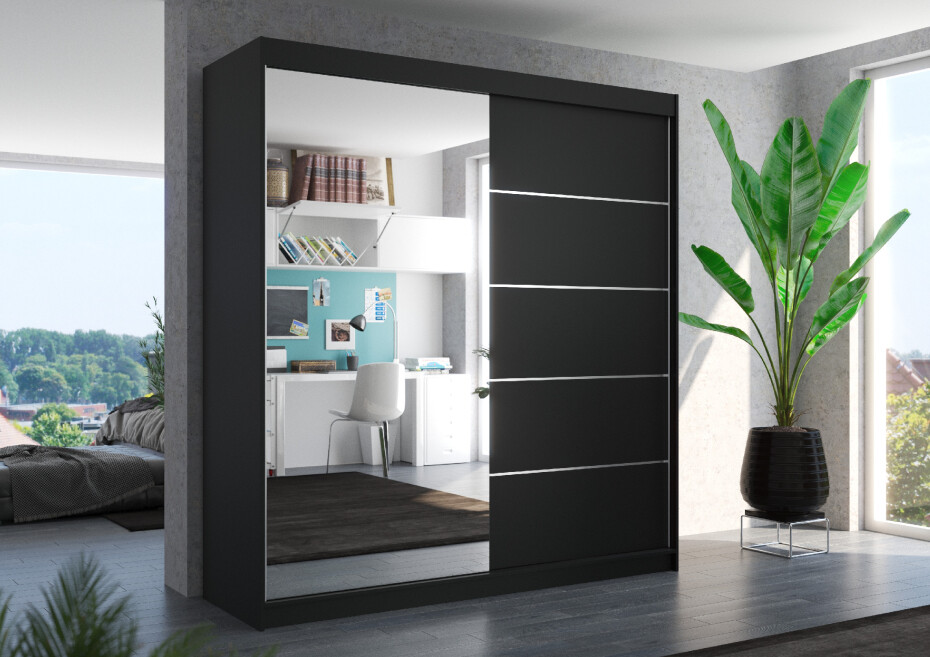ArtAdrk Šatní skříň OLIVER | černá 200 cm - main (0)