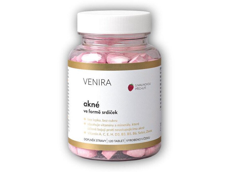 Venira Srdíčka na akné ve formě kostič.malina 120tbl - main (0)