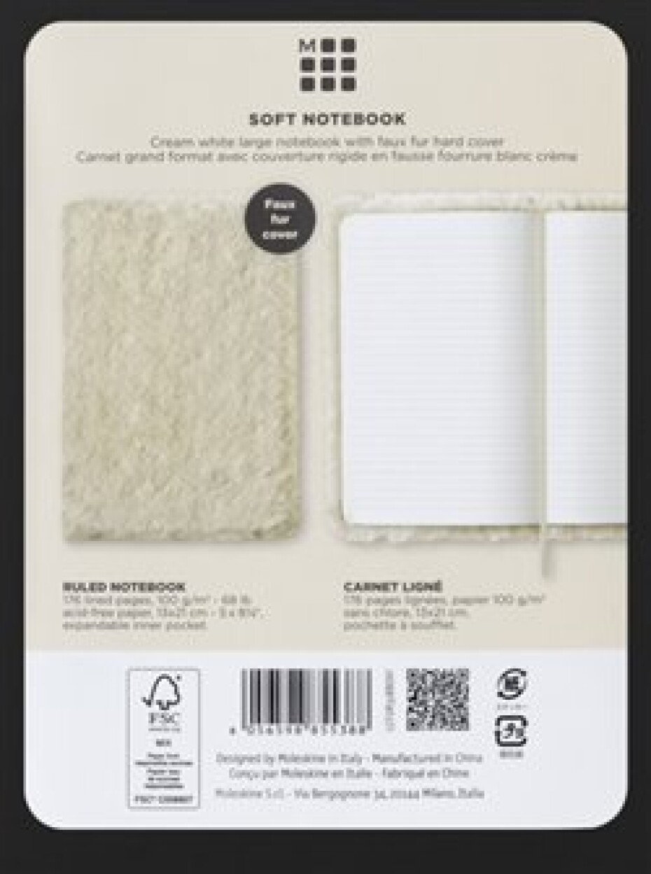 Moleskine Zápisník Faux Fur tvrdé desky A5 linkovaný, bílý - main (0)