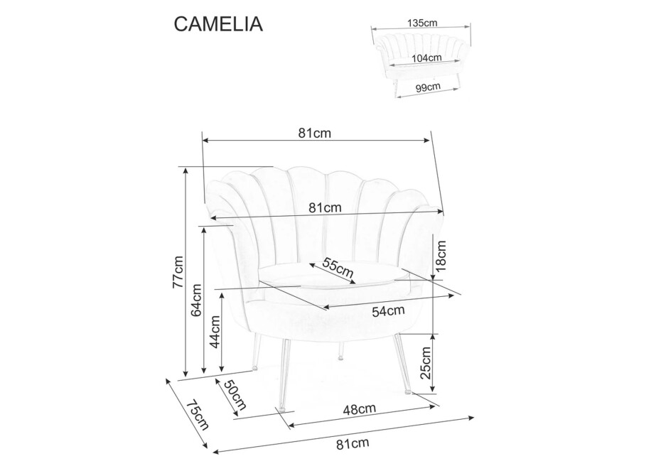 Signal Křeslo CAMELLIA 1 VELVET | šedá - main (5)