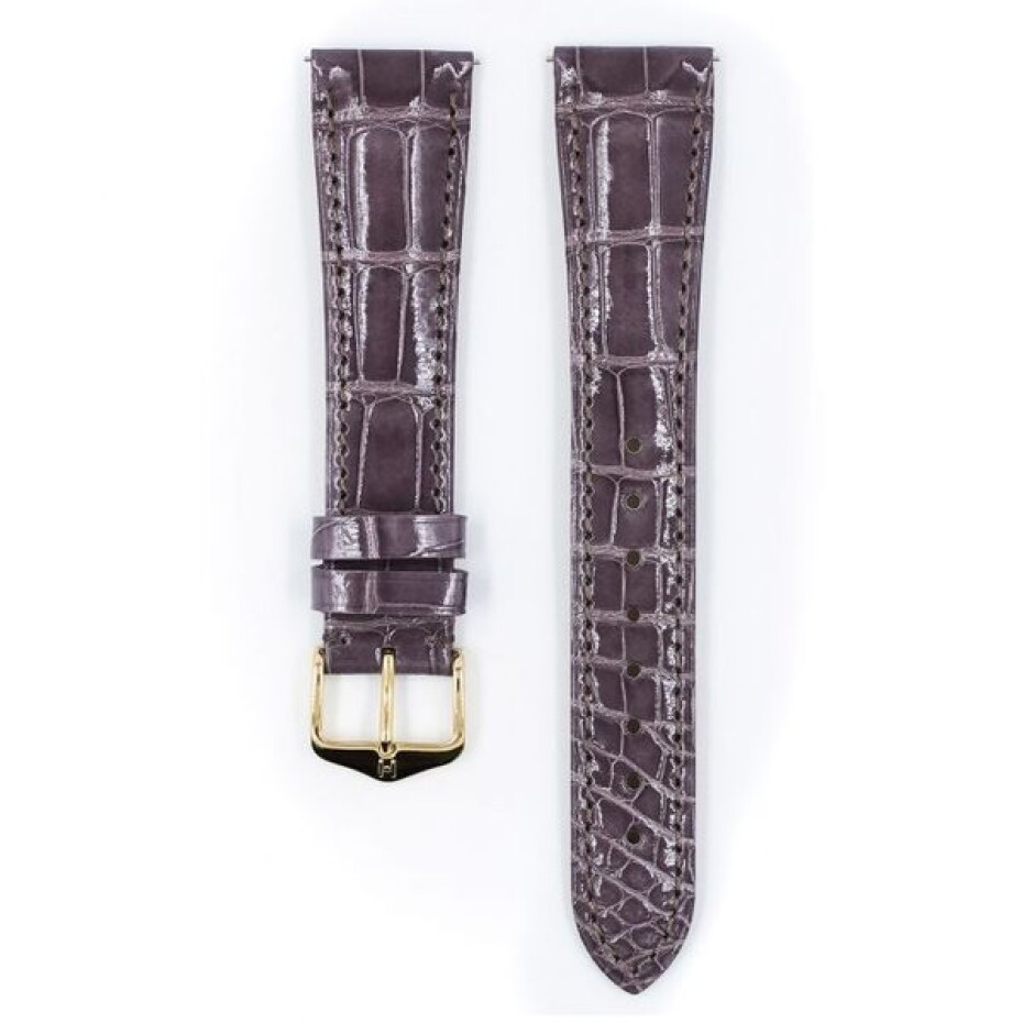 Řemínek Hirsch London Alligator - taupe, lesk - 14 mm - M – Střední délka - 12 mm - Zlatá - main (1)