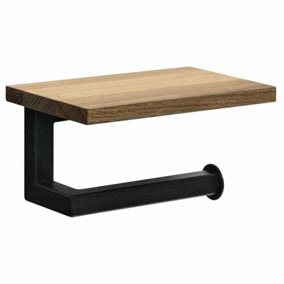 SAPHO Ska421 Ska držák toaletního papíru s poličkou 15 x 8 x 10 cm, černá mat/dub  - main (0)