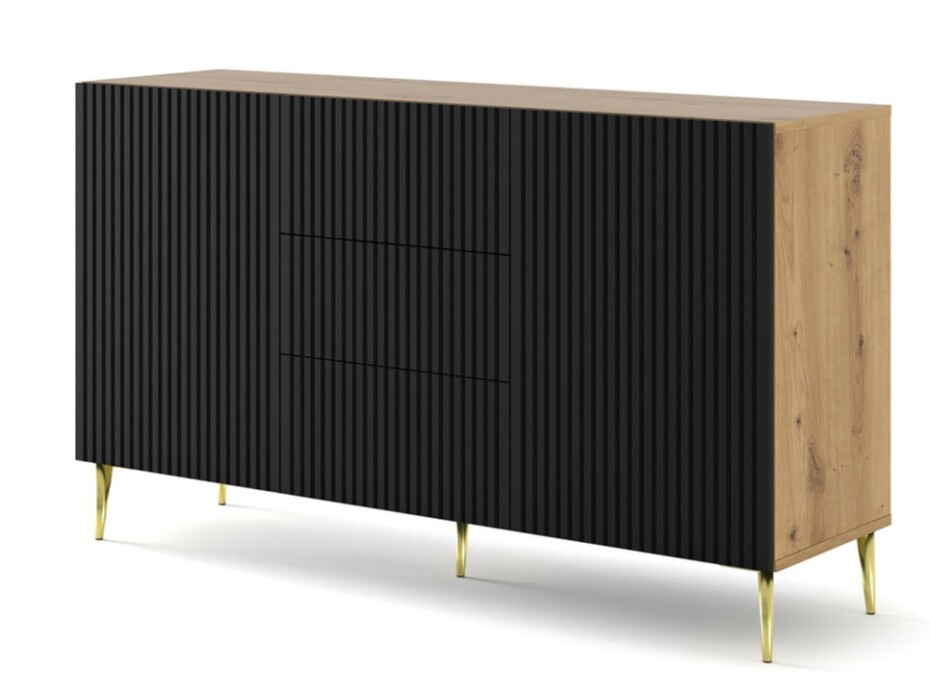 ARTBm Komoda RAVENNA B 2D3S 150 | dub artisan / černá matná Provedení: Dub artisan / černý mat / černé nohy - main (1)