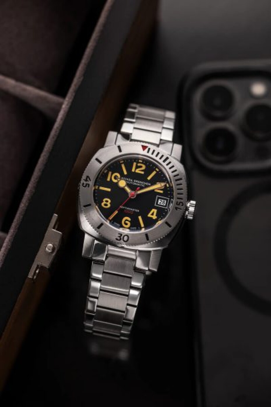 Nivada Grenchen Depthmaster Numerals Black - Black Leather - main (8)