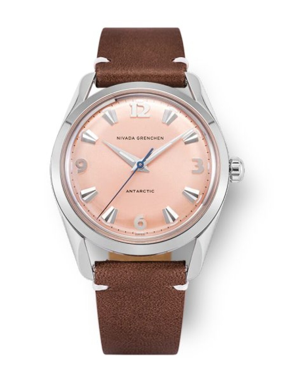 Nivada Grenchen Antarctic 35 mm Salmon - Brown Leather White Stitching - main (0)