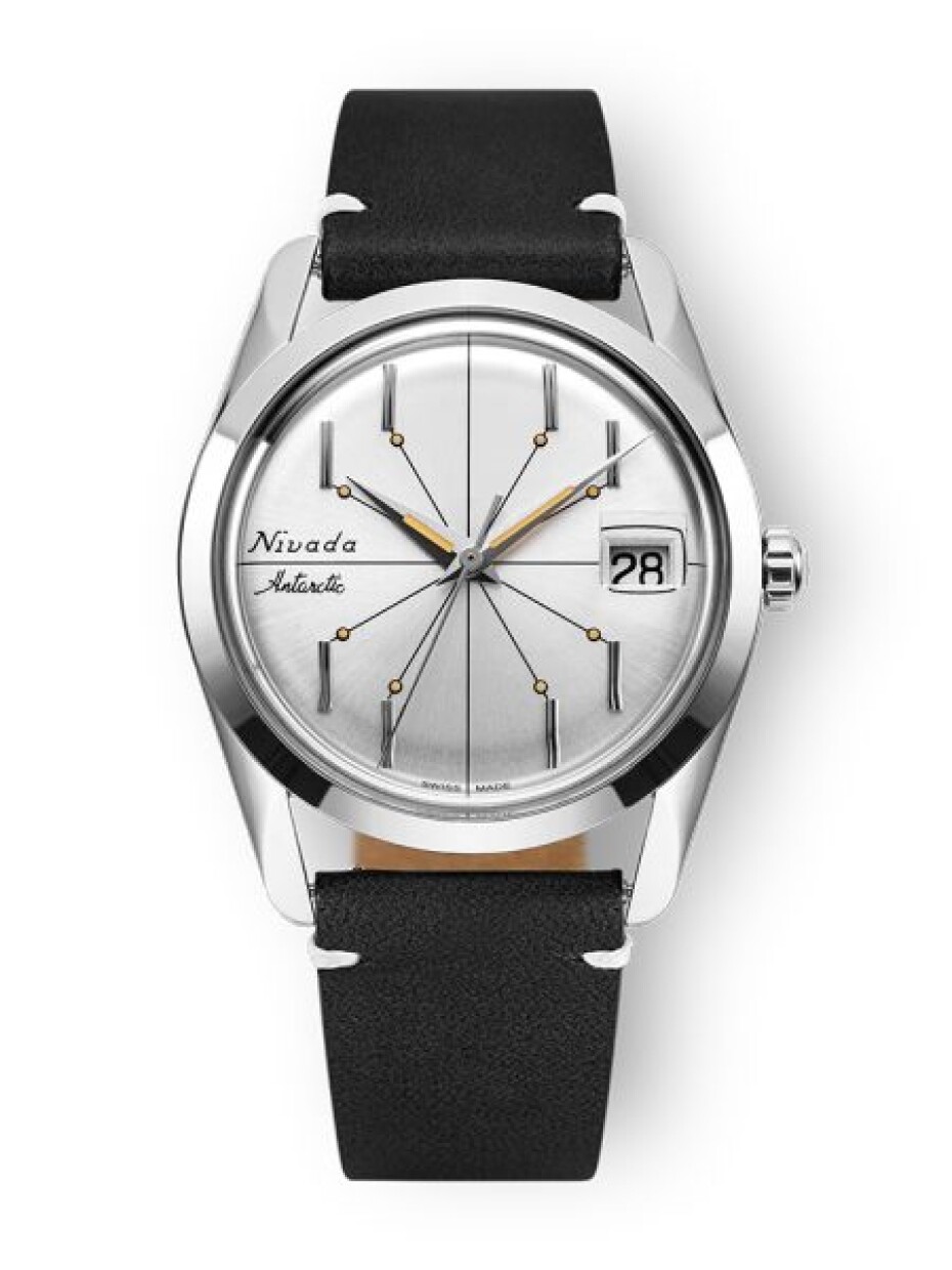 Nivada Grenchen Antarctic Spider Silver 35 mm - Black leather - main (5)