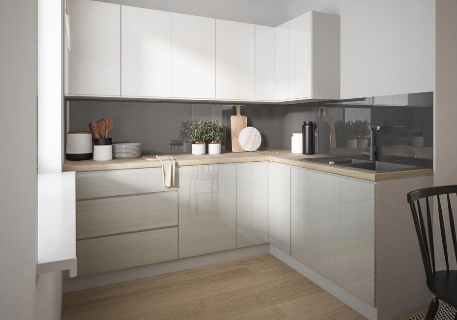 ArtExt Kuchyňská skříňka horní rohová vysoká FLORENCE lesk | W4 10 60 Barva korpusu: Grey - main (10)