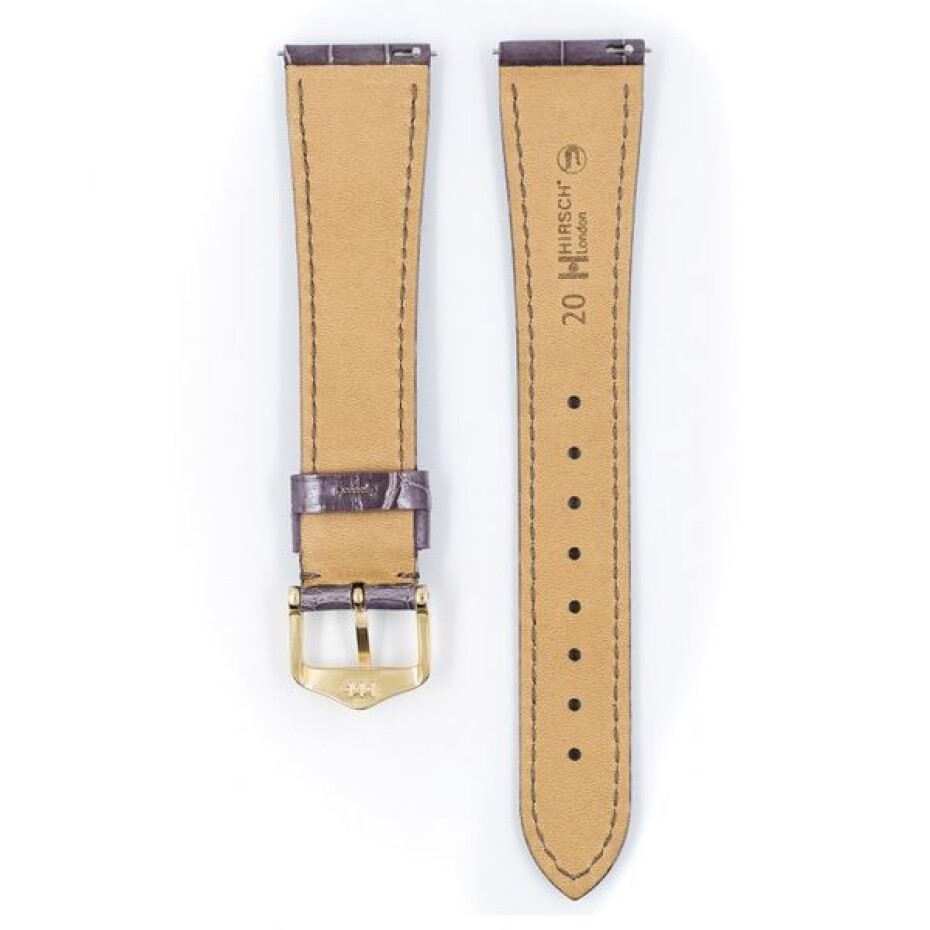 Řemínek Hirsch London Alligator - taupe, lesk - 14 mm - M – Střední délka - 12 mm - Zlatá - main (2)