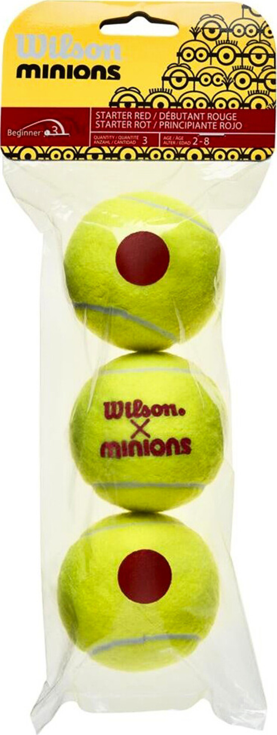 Tenisové míče Wilson  Minions Stage 3 Red (3 Pack) - main (0)