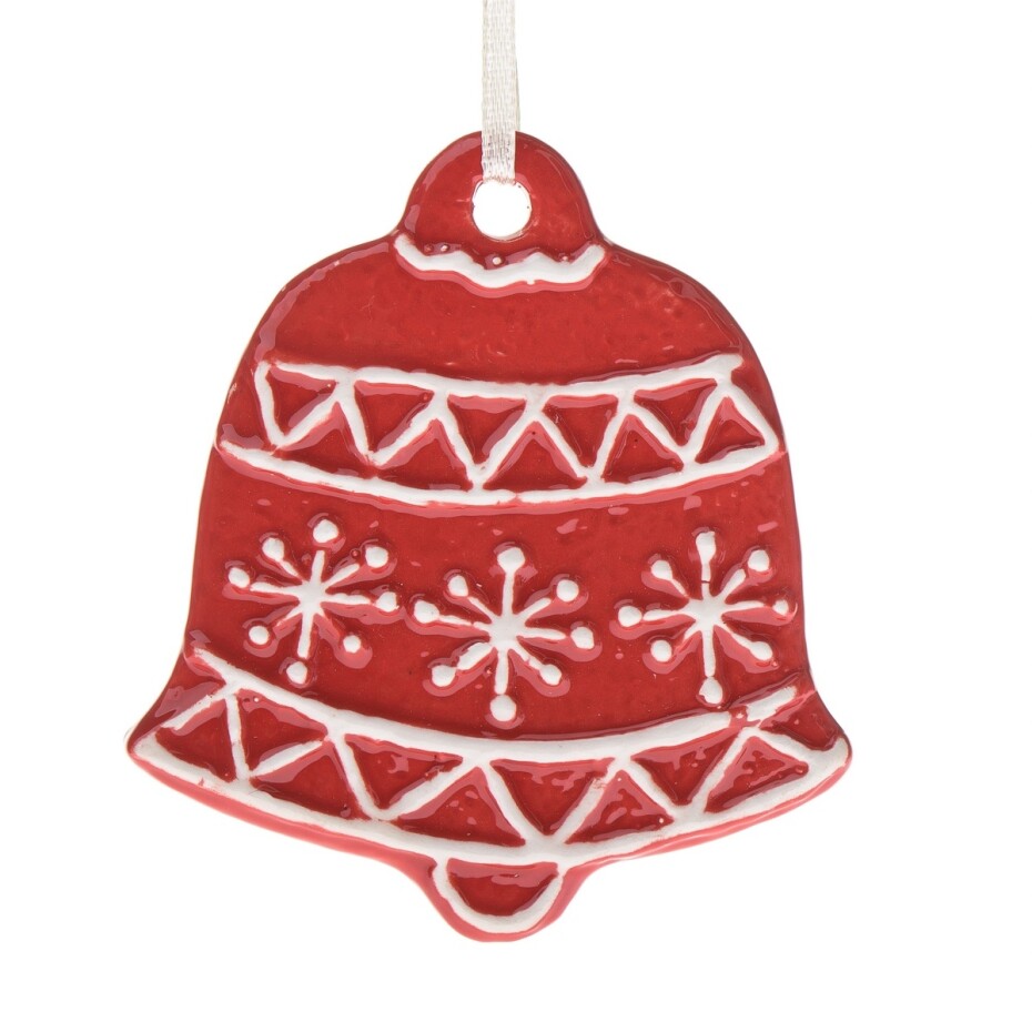 Keramická závěsná dekorace Zvonek, 9 x 8,7 x 1 cm, červený perník - main (0)