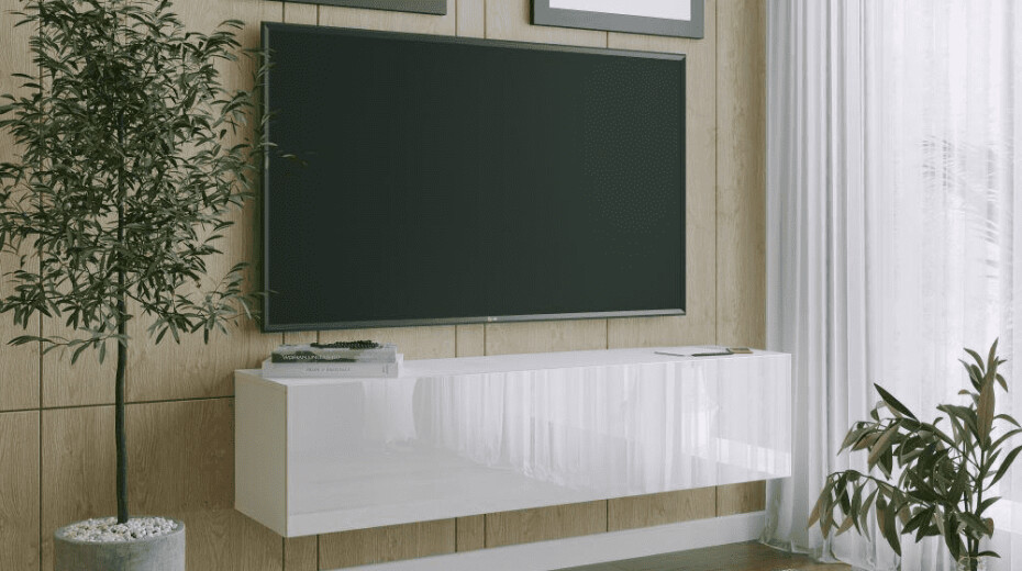 ArtExt Závěsný TV stolek JOY | 150 cm Barva: Černý lesk (drážky) - main (3)