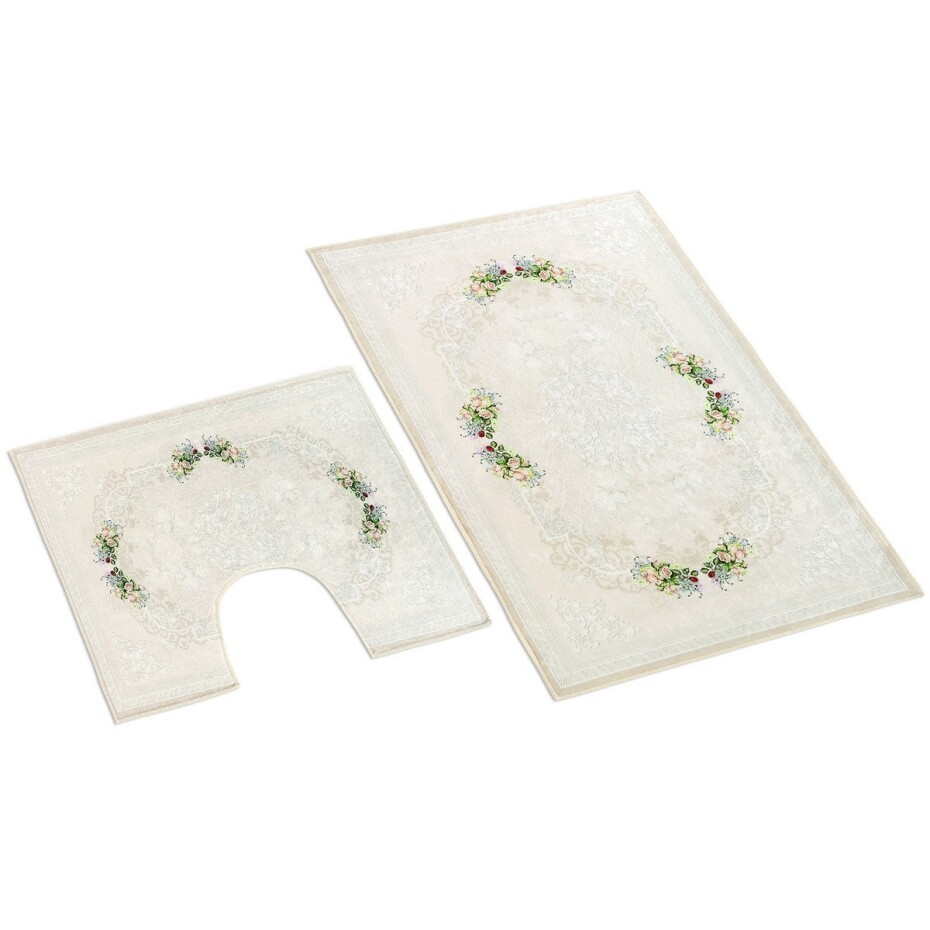 Bellatex Sada koupelnových předložek Růžičky 3D, 60 x 100 cm, 60 x 50 cm - main (0)
