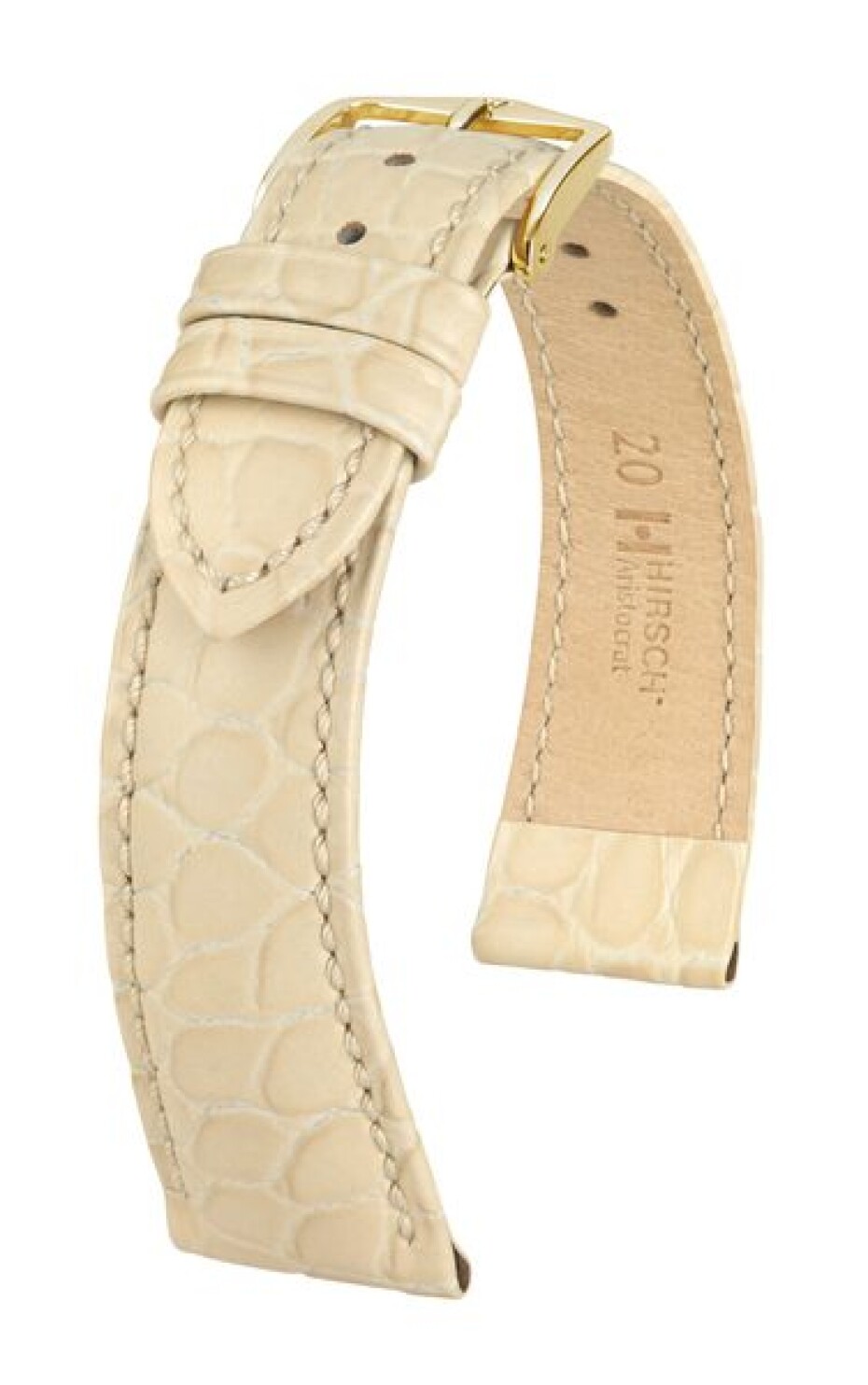 Řemínek Hirsch Aristocrat - béžový - 18 mm - L – Standardní délka (doporučujeme) - 16 mm - Stříbrná - main (1)