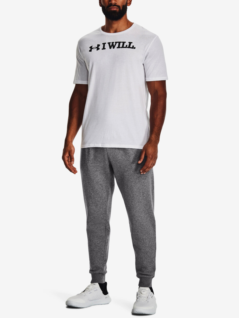 Under Armour tepláky Rival Fleece Joggers Castlerock Light Heather/White - main (1)