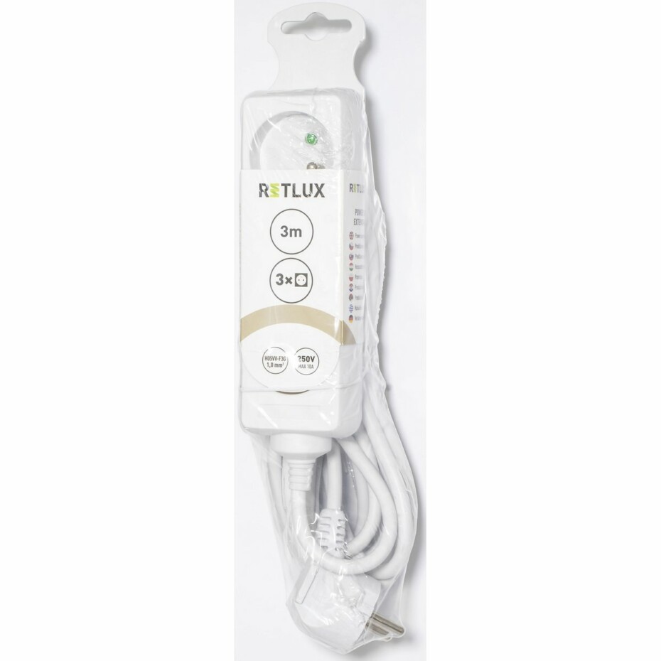 Retlux RPC 03 Prodlužovací kabel bílá, 3 zásuvky, 3 m - main (1)
