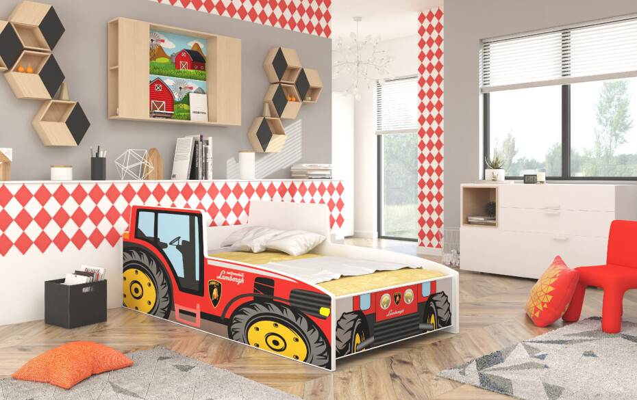 ArtAdrk Dětská auto postel TRACTOR Barva: Červená, Provedení: 80 x 160 cm - main (3)