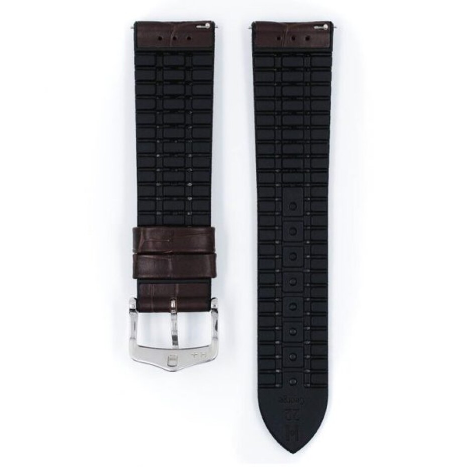 Řemínek Hirsch George - hnědý - 24 mm - L – Standardní délka (doporučujeme) - 22 mm - Stříbrná - main (2)