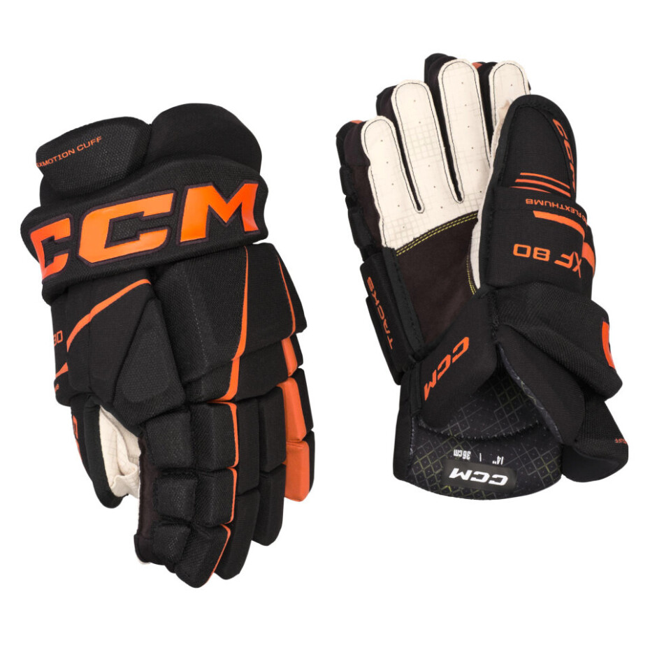 Hokejové rukavice CCM Tacks XF 80 Black/Orange Junior 10 palců - main (1)