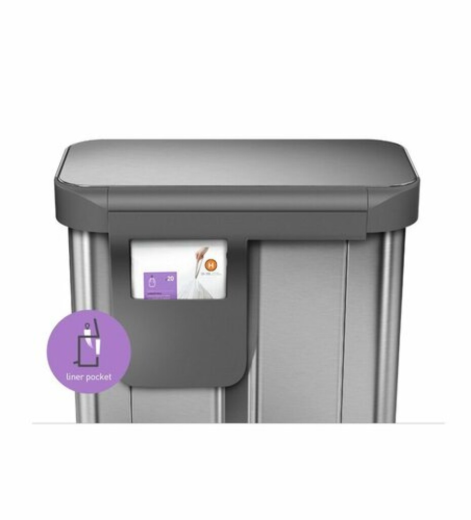 Pedálový odpadkový koš Simplehuman na tříděný odpad  – 58l (34/24), matná ocel, FPP - main (3)