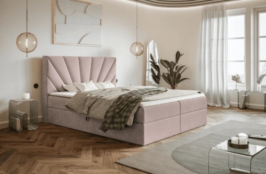 Elvisia Manželská postel EMMA Boxspring 6 | béžová/Jasmine 22 160 x 200 cm Provedení: Postel s topperem - main (1)