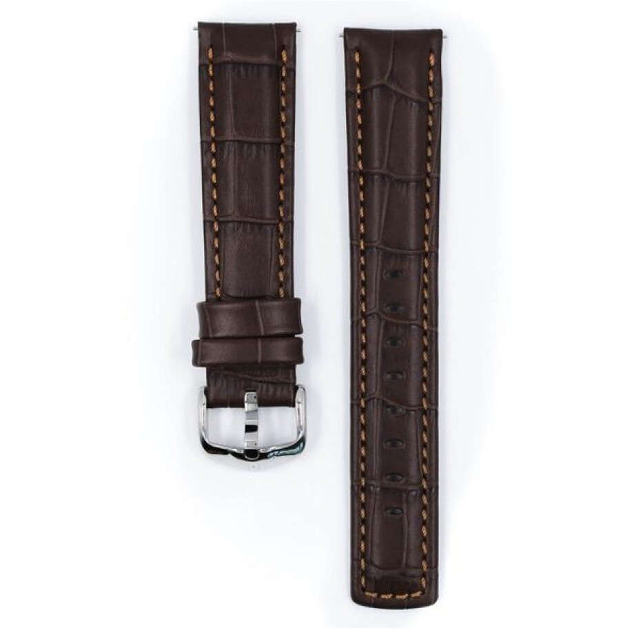 Řemínek Hirsch Grand Duke - hnědý - 24 mm - L – Standardní délka (doporučujeme) - 22 mm - Stříbrná - main (1)