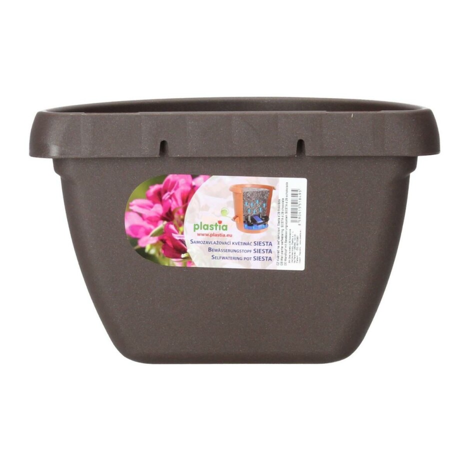 Samozavlažovací květináč na zeď Siesta, čokoláda, 29 cm, Plastia - main (3)