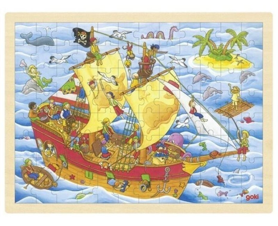 Goki Puzzle Piráti 96 dílků - dřevěné - main (0)