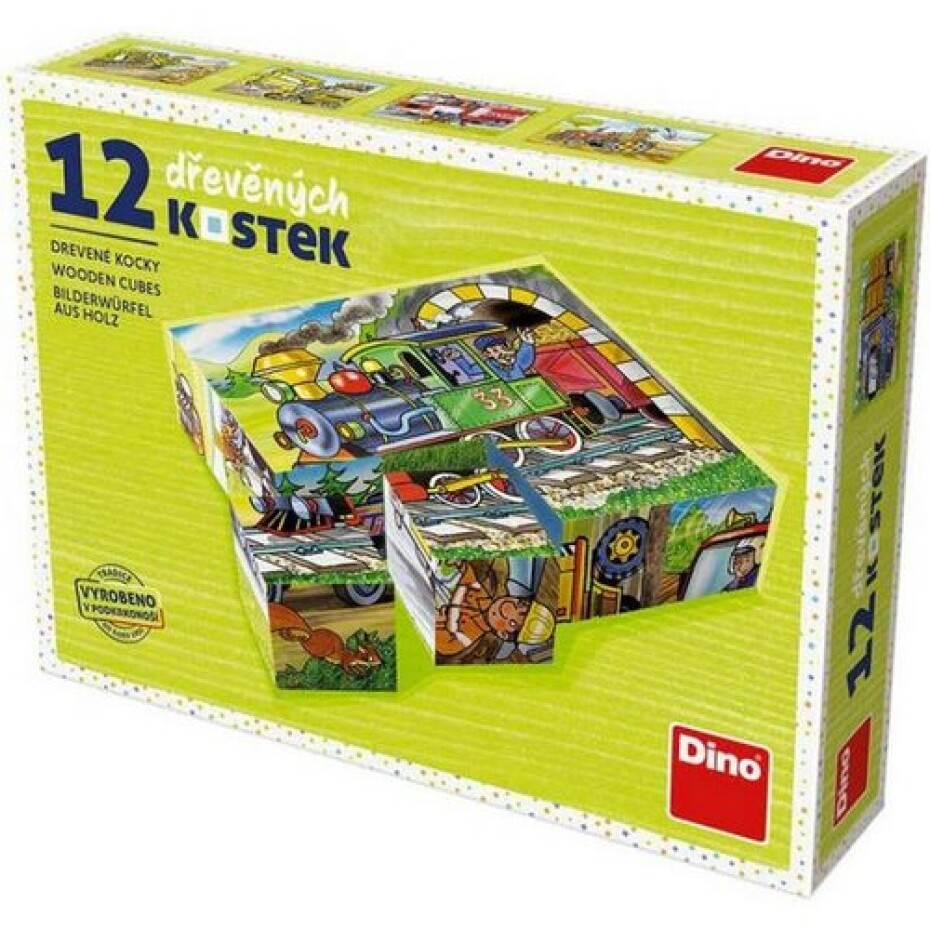 Kostky kubus Mašinka dřevo 12ks v krabičce 16x12x4cm - main (1)