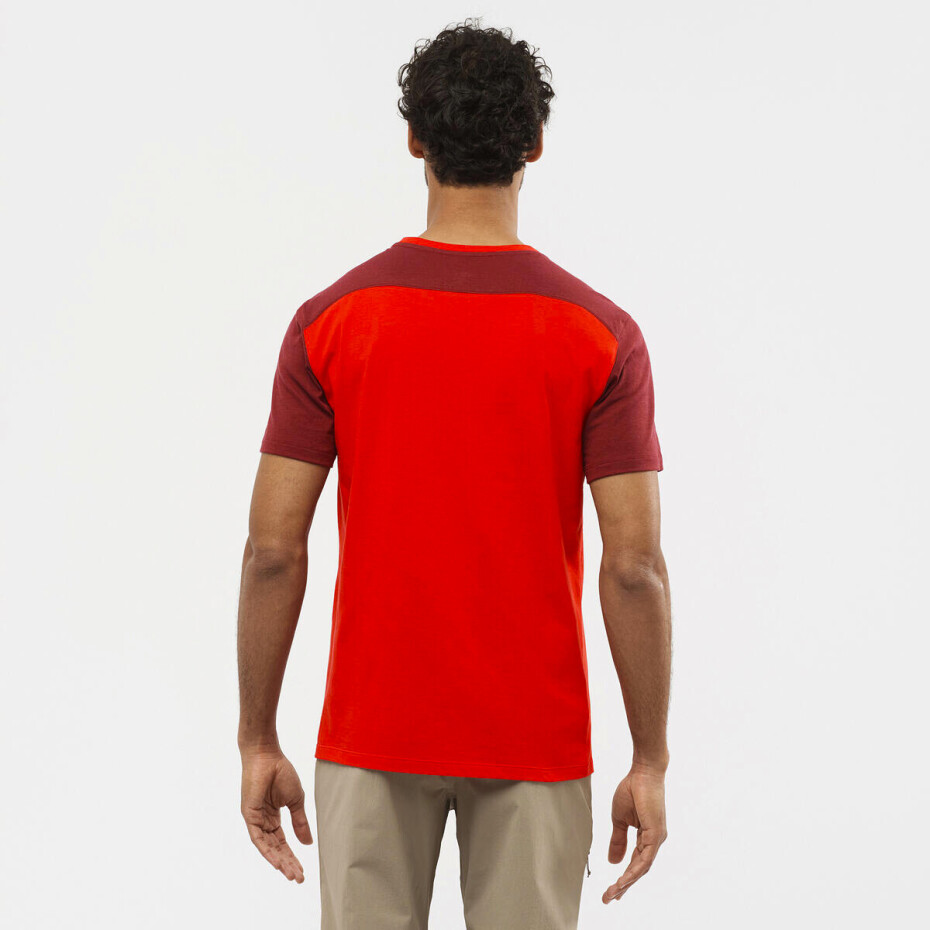 Pánské tričko Salomon  Essential Colorblock Fiery Red M - main (3)