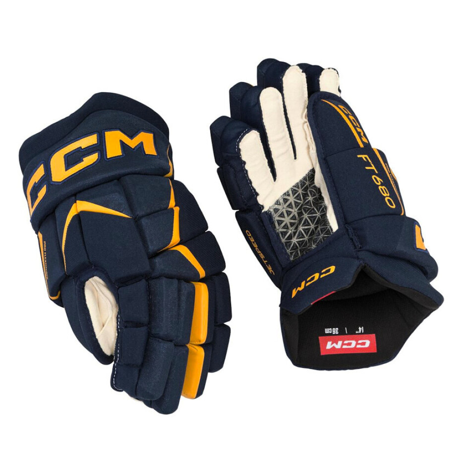 Hokejové rukavice CCM JetSpeed FT680 Navy/Sunflower Junior 12 palců - main (1)