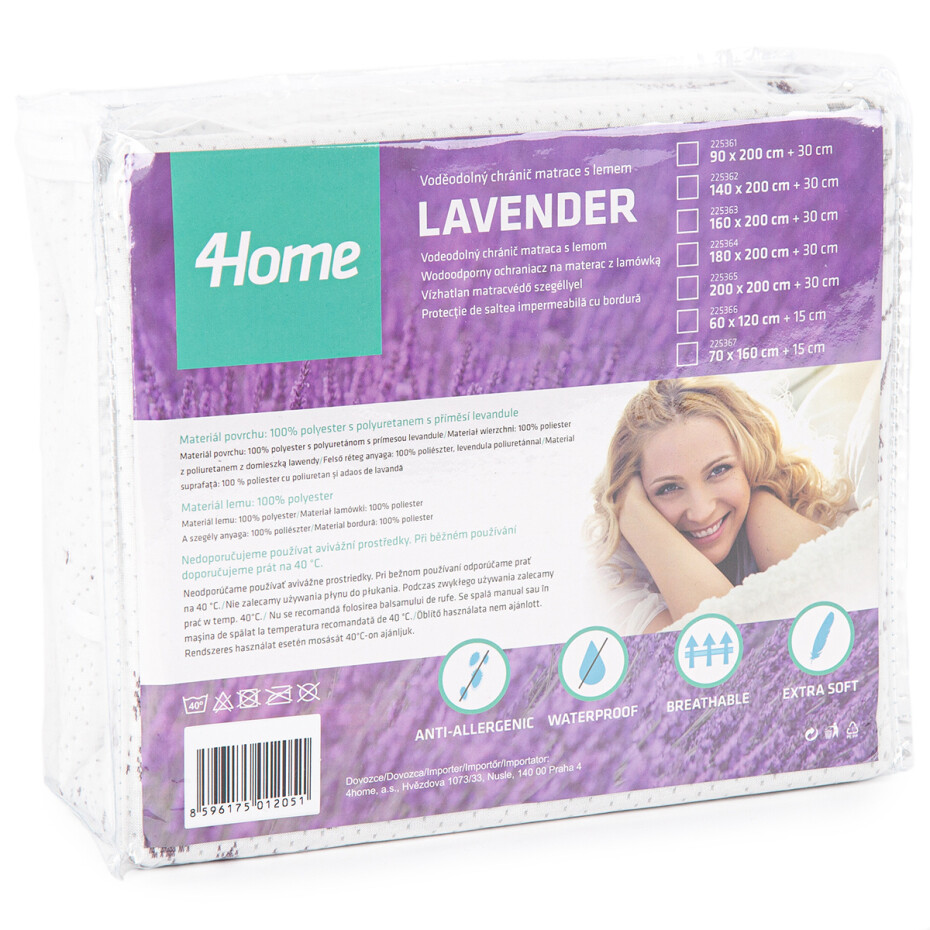4Home Lavender Nepropustný chránič matrace s lemem, 90 x 200 cm - main (7)