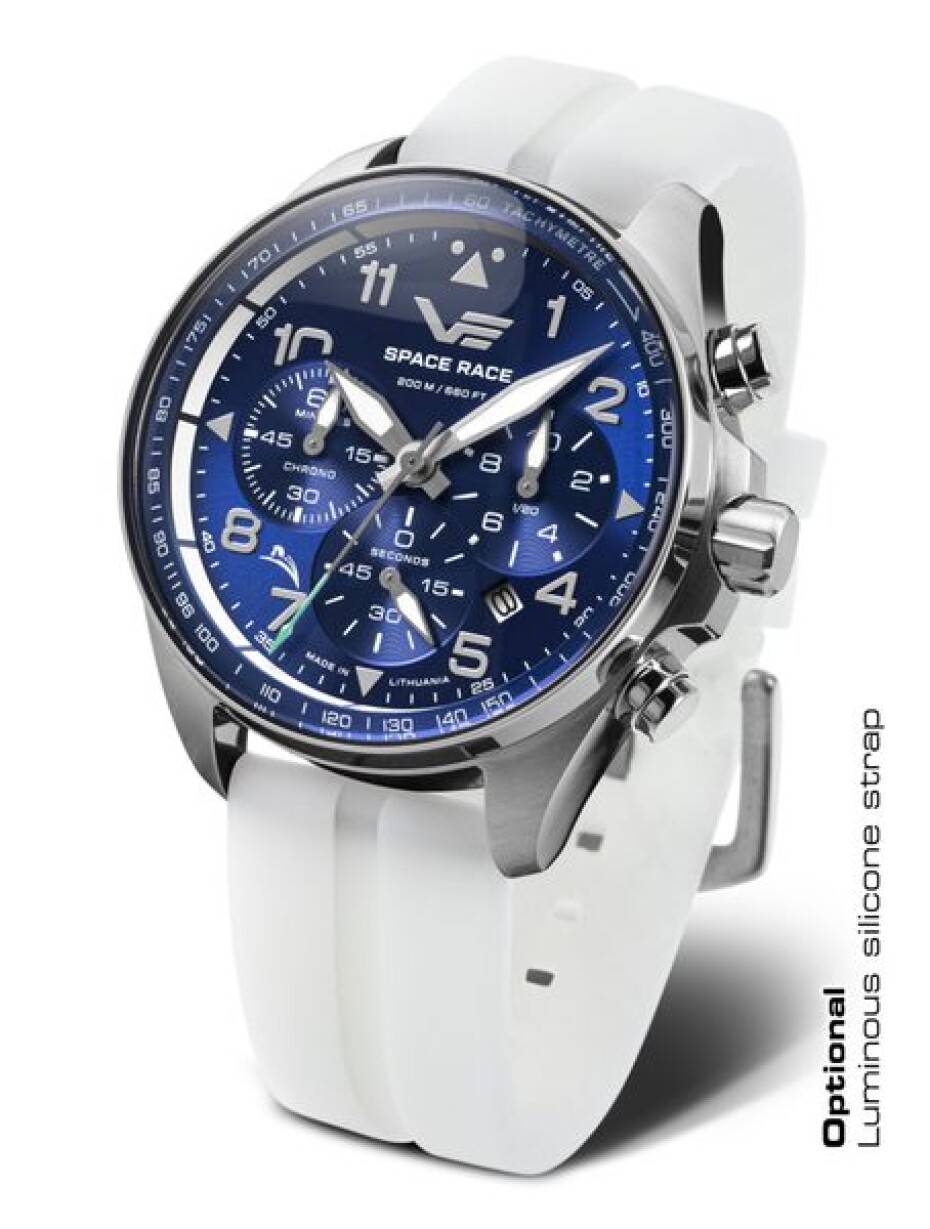 Vostok Europe Space Race Chrono Line 6S20-325A742S - Bílý silikonový řemínek - main (3)