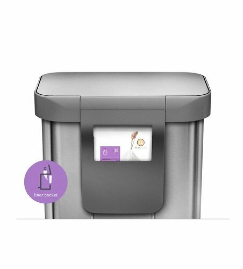 Pedálový odpadkový koš Simplehuman – 55 l, matná ocel, FPP, kapsa na sáčky - main (3)