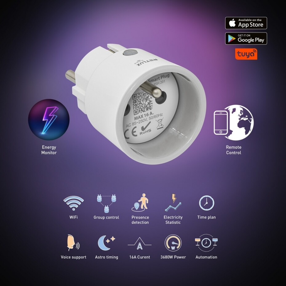 Retlux RSH 201 Chytrá zásuvka s Wi-Fi a Bluetooth připojením - main (1)
