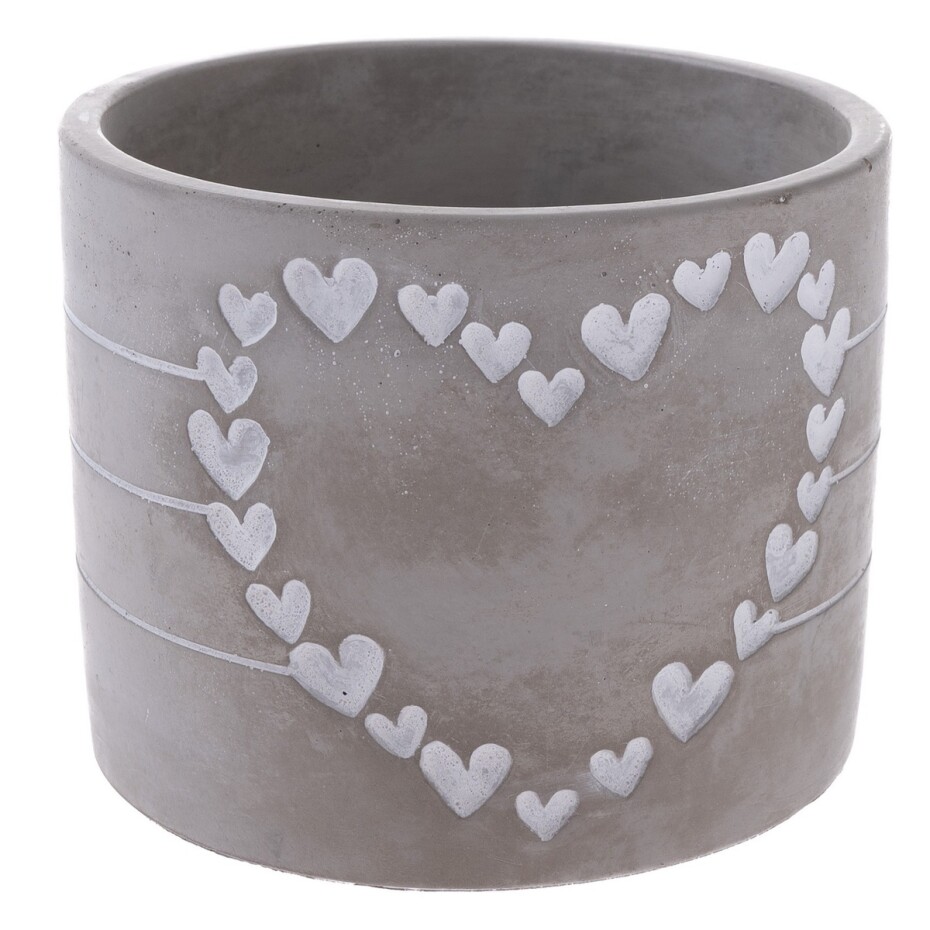 Betonový obal na květináč Heart of hearts šedá, 12,2 x 9,5 cm - main (0)