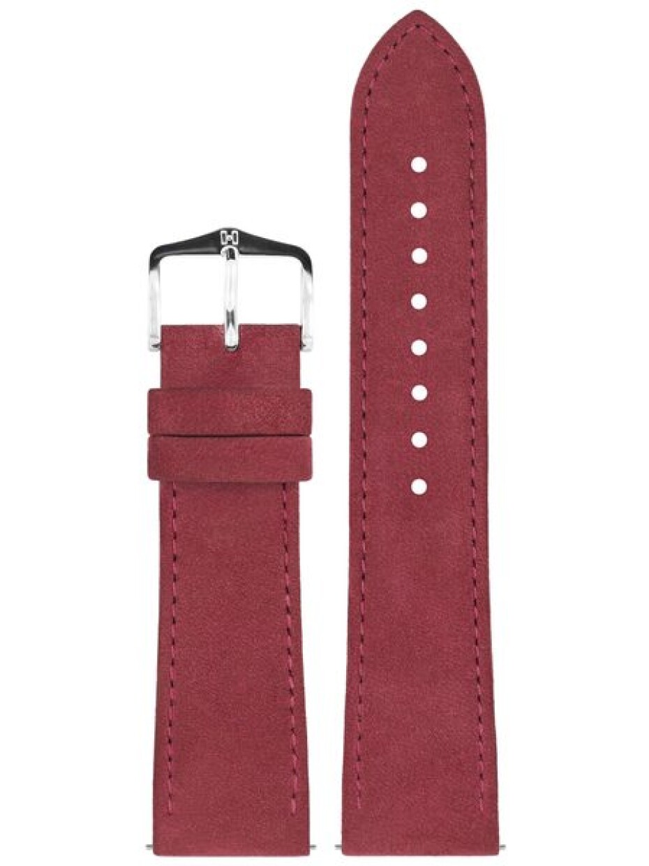 Řemínek Hirsch Osiris Nubuk - vínový - 20 mm - L – Standardní délka (doporučujeme) - 18 mm - Stříbrná - main (1)