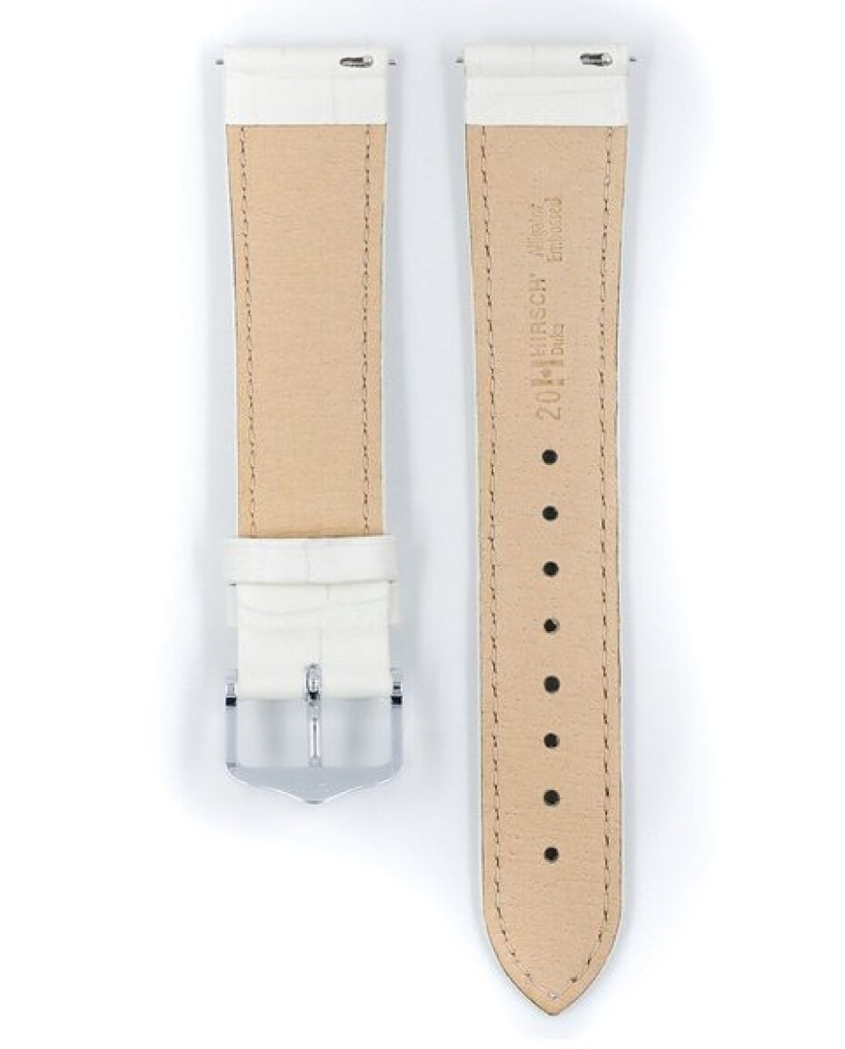 Řemínek Hirsch Duke - bílý - 24 mm - L – Standardní délka (doporučujeme) - 22 mm - Stříbrná - main (1)
