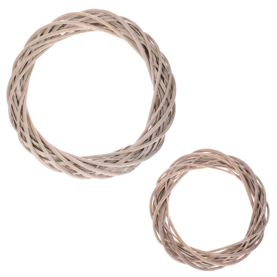 Sada 2 ks věnců z proutí, barva šedá, pr. 35 a 25 cm - main (0)