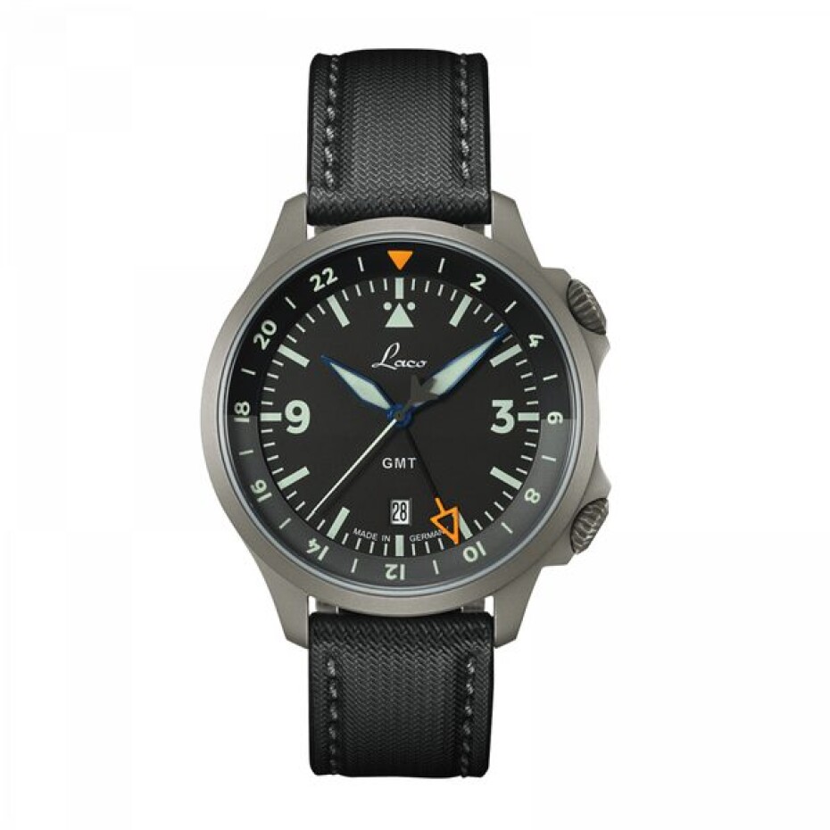 Laco Flieger Frankfurt GMT Schwarz - main (0)
