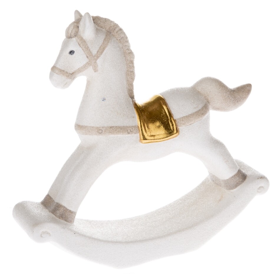 Porcelánový houpací koník bílá, 17,5 x 16,5 cm - main (0)