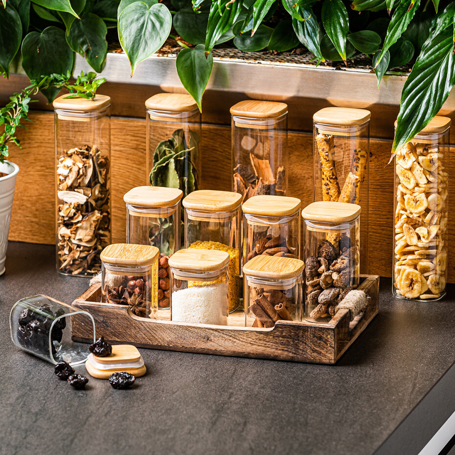 4Home Skleněná dóza na potraviny s víkem Bamboo, 170 ml, 170 ml - main (2)