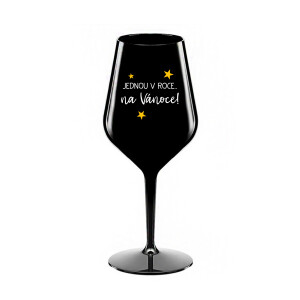 Product detail of JEDNOU V ROCE NA VÁNOCE - černá nerozbitná sklenice na víno 470 ml