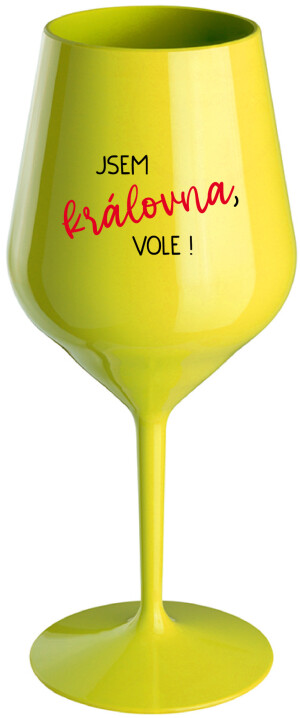 Product detail of JSEM KRÁLOVNA, VOLE! - žlutá nerozbitná sklenice na víno 470 ml