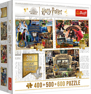 Product detail of Trefl Puzzle Harry Potter: Turnaj tří kouzelníků, Famfrpál a Bradavice 400 + 500 + 600 dílků - Trigano